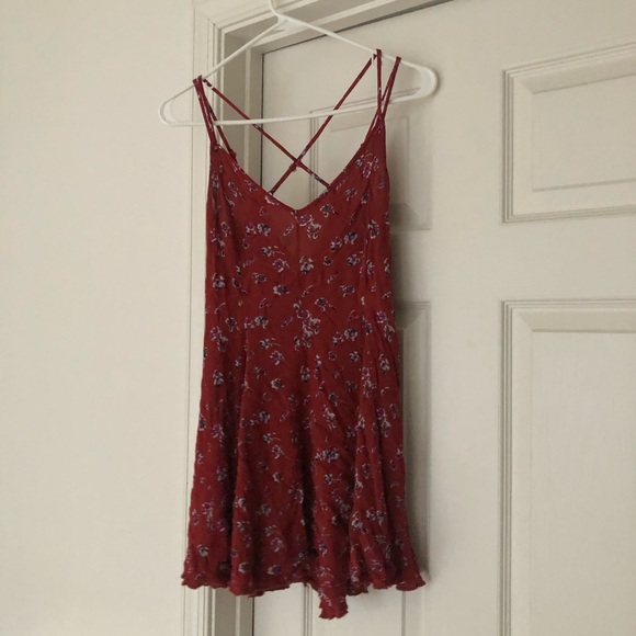 american eagle red floral dress